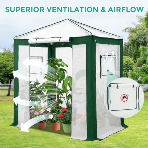 Image of EAGLE PEAK 6x4 Walk in Pop Up Greenhouse, Green /White