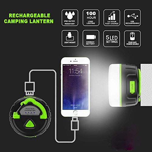 SP-Cow LED Camping Lantern, Mini Portable Rechargeable Tent Light, 5200mAh Power Bank, IP65 Waterproof, USB Rechargeable Camping Lamp, Magnetic Night Light Emergency Light for Camping, Hiking - Image 5