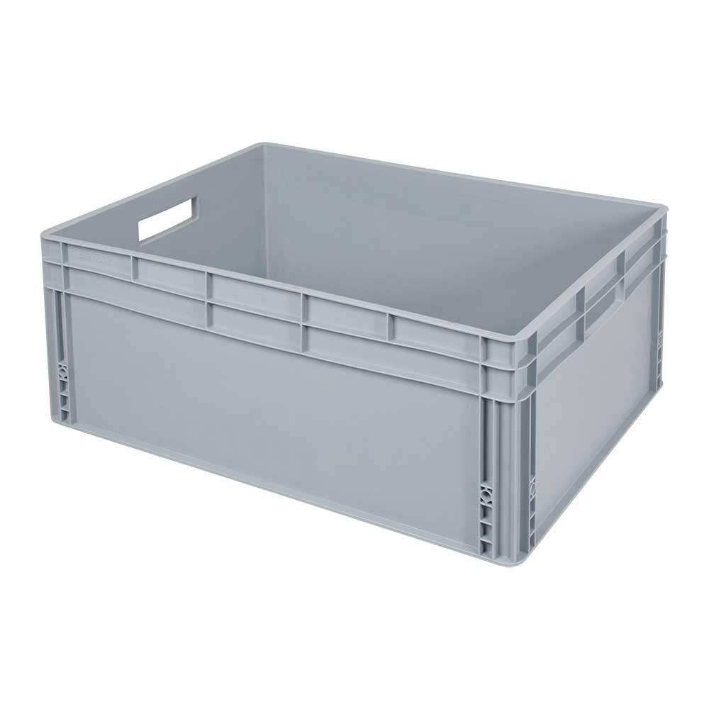Euro-Stapelbehälter mit 2 Durchfassgriffen, LxBxH 800x600x320 mm, grau