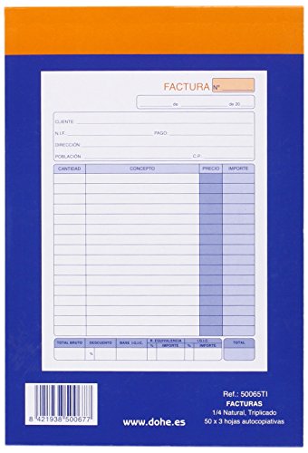 dohe 50065ti - Invoice Book, Quarter Natural i.g.i.c, Triplicate - Image 2