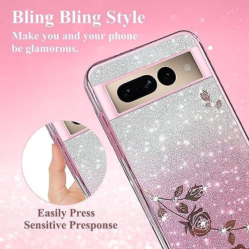 Coque Google Pixel 7 Pro transparente violette paillettes silicone slim - 6