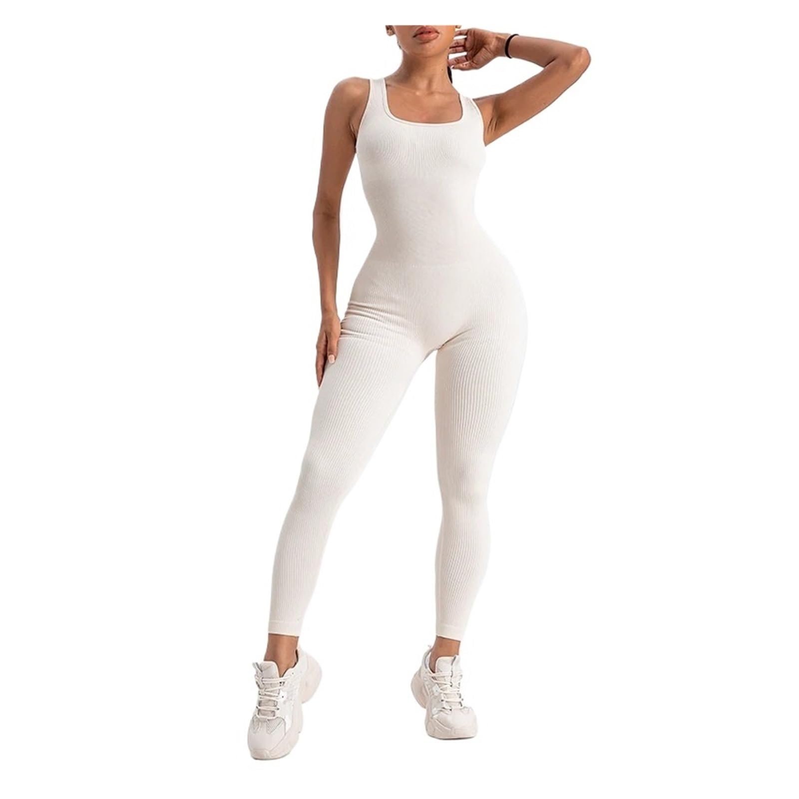 Monos Ajustados de Manga Larga for Mujer, for Yoga, Acanalados, Deportivos, Informales, con Cuello Cuadrado, for Club y Ropa de Calle.