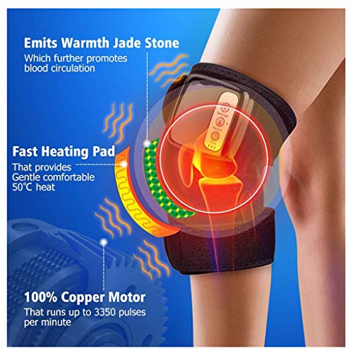 ErYao Electric Heated Massage Knee Brace Wrap for Men Women, Adjustable Heated and Massage Knee Heating Pad Thermal Heat Vibration Therapy Wrap for Arthritis Pain Relief Injury Recovery (Black)