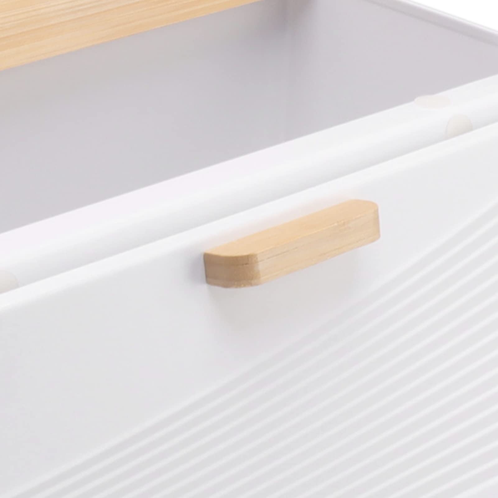 Fdit Metalowy Chlebak – Pojemnik do Przechowywania Pieczywa z uchylną pokrywą; Organizer na Chleb do Kuchni, Restauracji i Domu – Duża pojemność (8,5 X 14 cali) (WHITE)