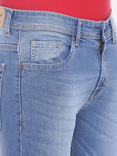 Image of HIGH STAR Blue Slim Fit Mid-Rise Clean Look Stretchable Jeans | Men's Casual Bottom Wear (30)