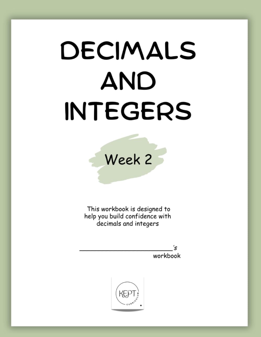 7th Grade Math Workbook on Decimals and Integers ~ Week 2: Middle School Math | Homeschool Curriculum (Decimals and Integers | 7th Grade Math | Workbook & Video Lessons)