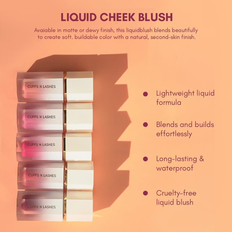 Image of Cuffs N Lashes After Glow Liquid Blush Gel Cream 6ml - 04 Orange Blossom | Dewy, Buildable Blush with Hyaluronic Acid | Long-Lasting Hydration &Natural Radiant Glow