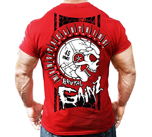 Monsta Clothing Co. Mens Bodybuilding Workout (Brutal Gainz) Fitness Gym T-Shirt
