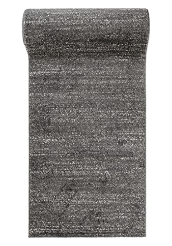 Mazovia Alfombra de Pasillo Larga - Design Modern Pelo Corto - Alfombras de Pasillo por Metros - Alfombras para Pasillos Largos - Moqueta por Metros -Anthrazit - 100 x 400 cm Cover
