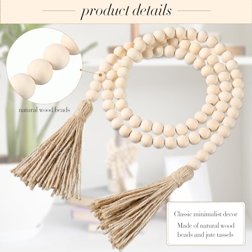 Geetery6pcs58woodbeadgarlandwithtasselsrusticcountrydecorbohowallhangingforfarmhousestyleversatileprayerbeadsforhometableorwalldecorationwhite  Urban Country Home Decor Geetery 6 pcs 58 wood bead garland with tassels rustic country decor boho wall hanging for farmhouse style versatile prayer beads for home table or wall decorationwhite  urban country home decor