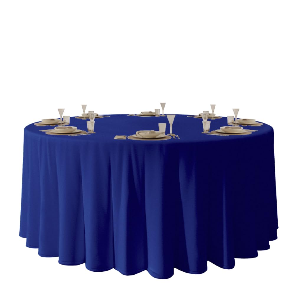 Urby 120'' Royal Blue Round Tablecloth for 5-6ft Round Folding Table That Seats 6-8 Guests