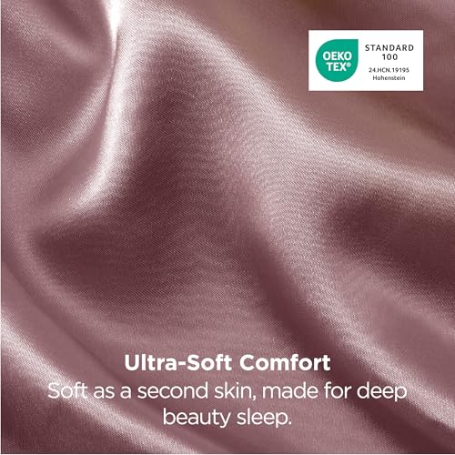 Image of Bedsure King Size Satin Pillowcase Set of 2 - Nostalgia Rose Silky Pillow Cases for Hair and Skin with Envelope Closure, Similar to Silk Pillow Cases, Gifts for Women Men, 20x36 Inches, 2pcs