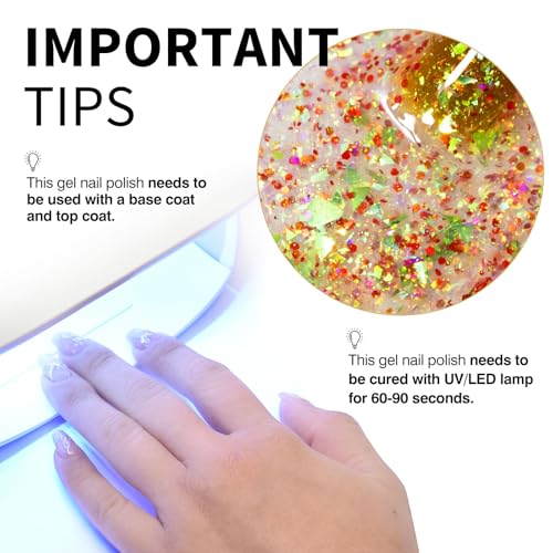 Image of CANNI Glitter Gel Nail Polish - 1pcs 9ml Red Green Color, Soak Off UV LED Nail Gel for DIY Nail Art, Salon or Home Manicure