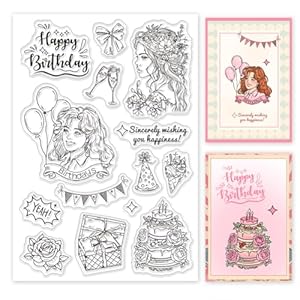 GLOBLELAND Geburtstagsfeier Silikonstempel Set für Kartengestaltung