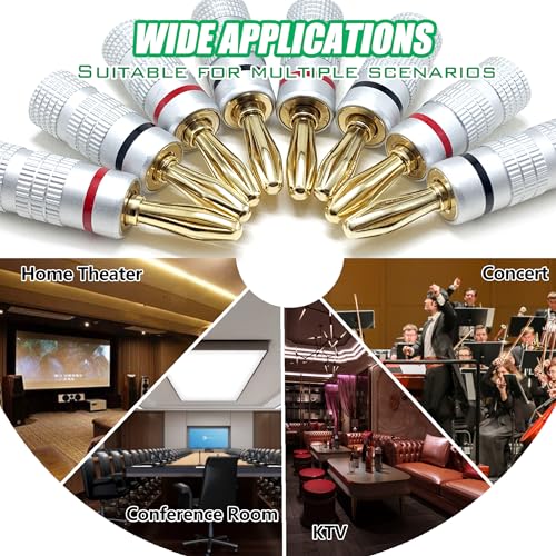 Banana Plugs para Altavoces 4mm 6 Piezas Oro miniatura 5