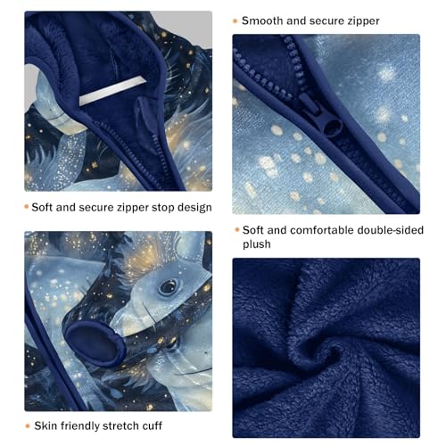 Glowing Axolotls in Night Toddler Fleece Jacket Girl Boys Hooded Fleece Jacket Coat Warm Outwear Zip-up 3-10T3