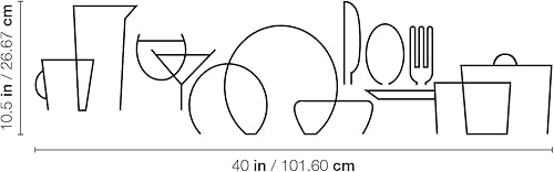 Miniatura 3 de Calcomanía de vinilo para pared, artículos de cocina abstractos, 10.5 x 40 pulgadas, diseño de líneas geométricas de moda, calcomanía de una línea
