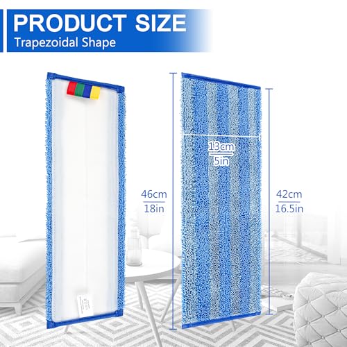 Image of 15 Pack Replacement Microfiber Mop Pad - Universal 17-18 inch Heavy Duty Reusable Refill - Thick Commercial Cleaning Pad for Wet & Dry Use - 18in Flat Mop Head (Trapezoid)