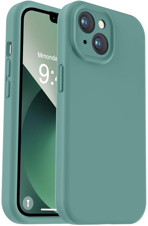 Vooii Compatible with iPhone 13 Case, Liquid Silicone Upgrade [Camera Protection] [Soft Anti-Scratch Microfiber Lining] Shockproof Phone Case for iPhone 13 6.1 inch - Pine Green by Vooii - Used condition - US$5.76