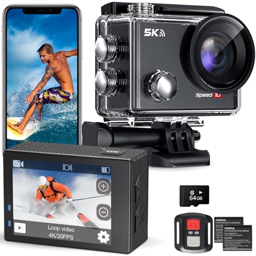 Hiicam Speed 10 Action Cam 5K 30FPS 30MP Fotocamera Impermeabile Subacquea 40M con EIS, Telecamera...