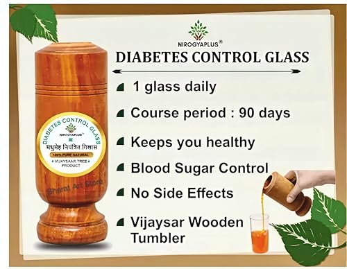 Image of Vijaysar Wooden Glass, Natural 100% Vijaysar Wood, Diabetes Controller, Ayurvedic Glass /Tumbler