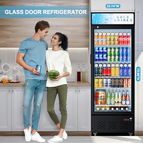 FreezLabs Commercial Glass Door Display Refrigerator 15 cu.ft Commercial Beverage Refrigerators with LED Light and 5 Shelves for Cafe, Restaurant, Store, Bar on Fridge.com