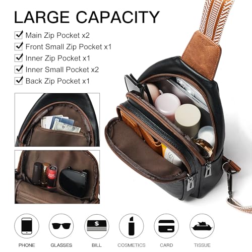 Image of LATMAP 7L Sling Bag for Women Men Crossbody Belt Bag Small Travel Sling Backpack Anti Theft Chest Daypack Purse Faux Leather