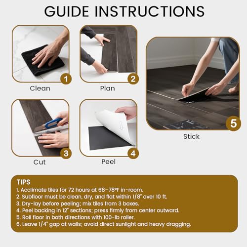 Image of Peel and Stick Vinyl Flooring Sample (3-Pack), Dark Grey Wood, 1.5 Sq.Ft Total | Waterproof & Rigid Core Tiles for DIY Kitchen, Bedroom, Bathroom, Living Room, RV