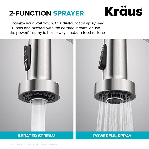 Kraus Kpf-1610Sfs Bolden 18-Inch Commercial Kitchen Faucet With Dual Function Pull-Down Sprayhead In All-Brite Finish, Spot Free Stainless Steel #TOP2