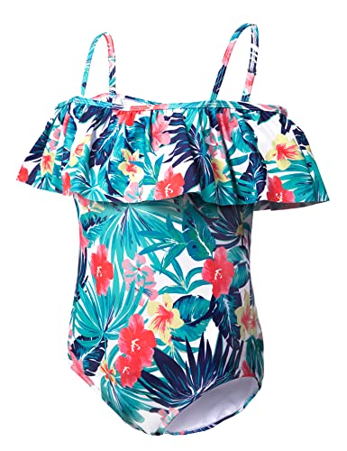 Wantdo Little Girls Ruffle Butt Swimsuits One Piece Swimwear Bathing Suits Size Flower 8 #TOP1