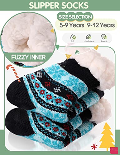 Image of MOGGEI Girls Slipper Fuzzy Socks Kids Boys Fluffy Fleece Lined Warm Plush Sherpa Winter Child Home Socks