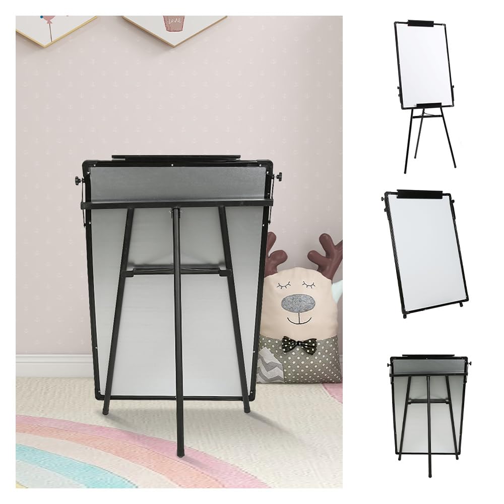 Mobile Paperboard, magnetisch, für Konferenzen, Whiteboard, abwischbar, auf Fuß, mit Halterung, für Unterricht, Meetings, Büro, 70 x 100 cm (schwarz)
