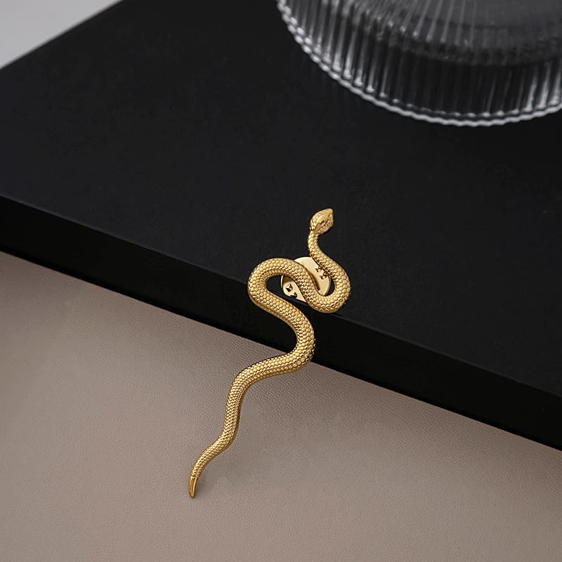 Image of Dainty Long Snake Brooch Pin Gothic Simple Sanke Pin Stainless Steel Smooth Snake Collar Pin Coat Suit Accessory Metal Animal Lapel Pin Banquet Badge Pins Backpack Bag Brooches Pin for Women Men