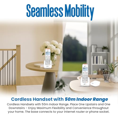 Geemarc Liberty 200 Twin, Amplified Home Telephone with Small DECT Base, Loud Ringer, Hearing Aid Compatible Cordless Phones, Easy Use 2 Cordless Handset to Be Placed Anywhere in the House - Image 6
