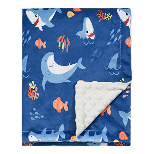 BORITAR Baby Blanket for Unisex Soft Minky with Double Layer Dotted Backing, Magical Ocean World Printed 30 x 40 Inch Receiving Blanket