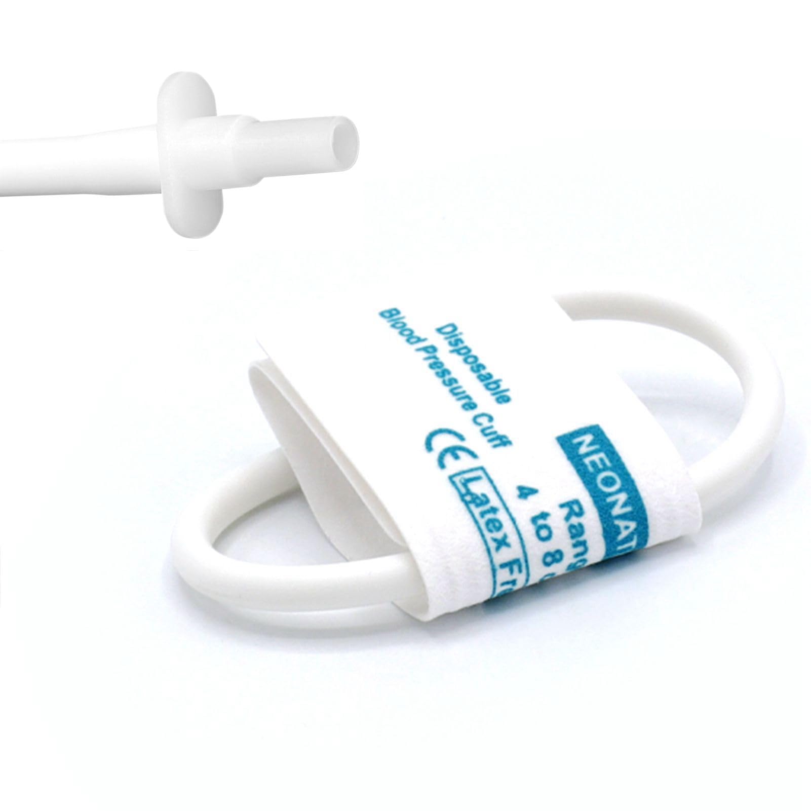 5PCS Disposable Blood Pressure Cuff with Single Tube + BP05 Connector for #2 Neonate 4-8 cm, Replacement NIBP Cuff, Non-Woven Fabric BP Cuff