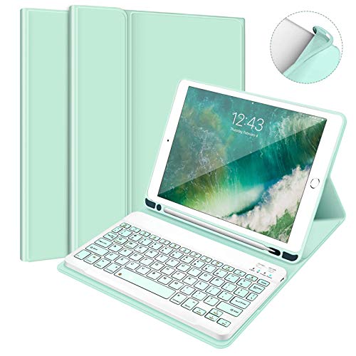 iPad Keyboard Case 9.7 for iPad 2018 6th Gen, iPad Pro 9.7 2017 5th Gen, iPad Air 2 Air, Wireless Detachable Keyboard with Pencil Holder Blue