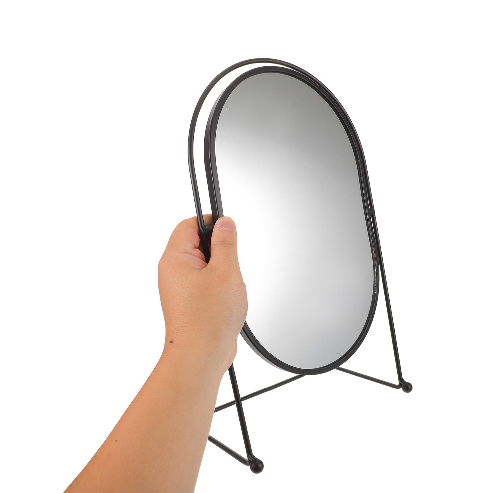 TOPBATHY Espejo de Maquillaje Ovalado Giratorio Grande con Soporte Metálico Espejo de Tocador HD para Dormitorio y Escritorio para Niñas y Estudiantes Adecuado para Maquillaje y Cuidado