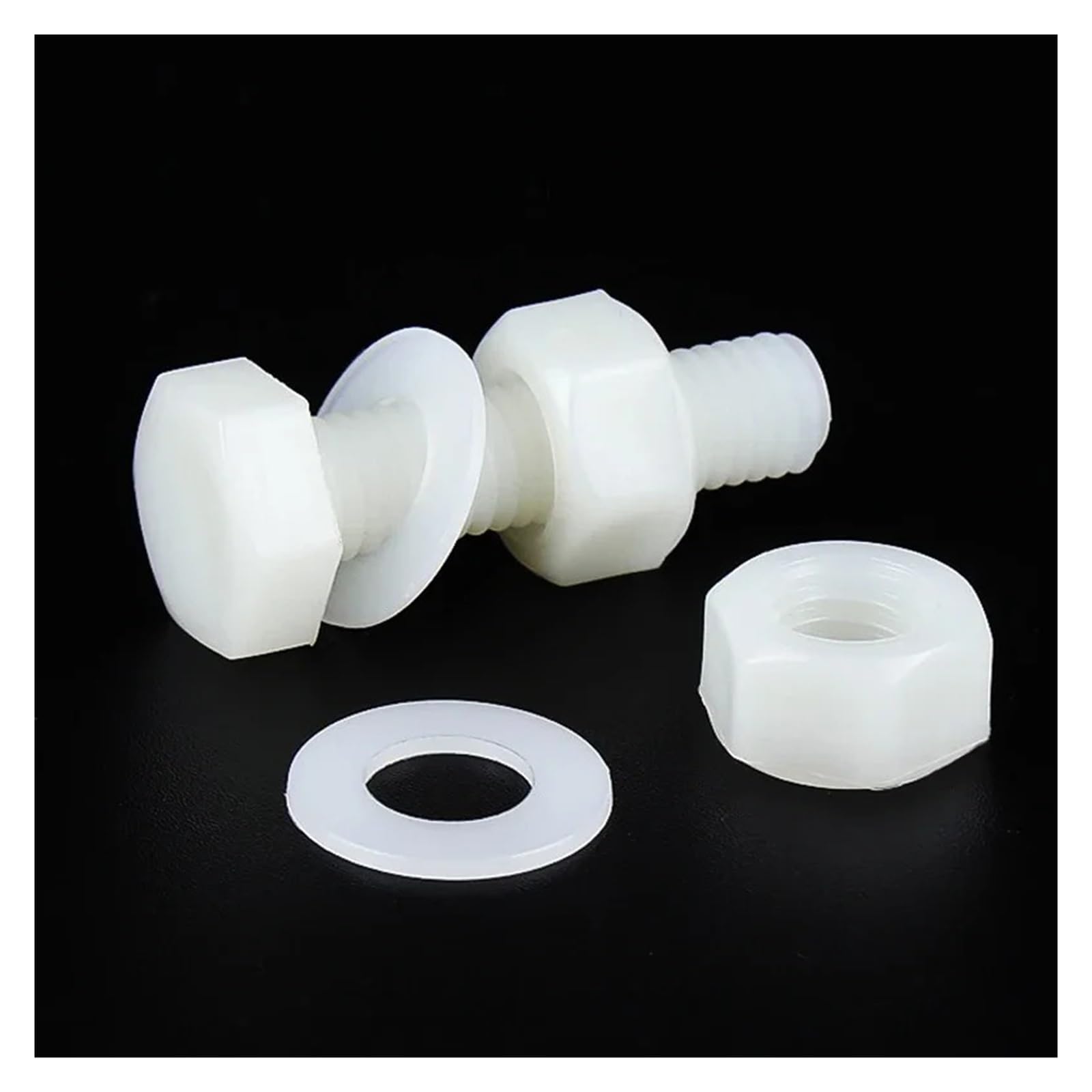 5-100SET Viti In Nylon Esagonali Esterne Bianche Dadi Rondella Bulloni In Plastica Isolati Con Filettatura Metrica Combinazione M6