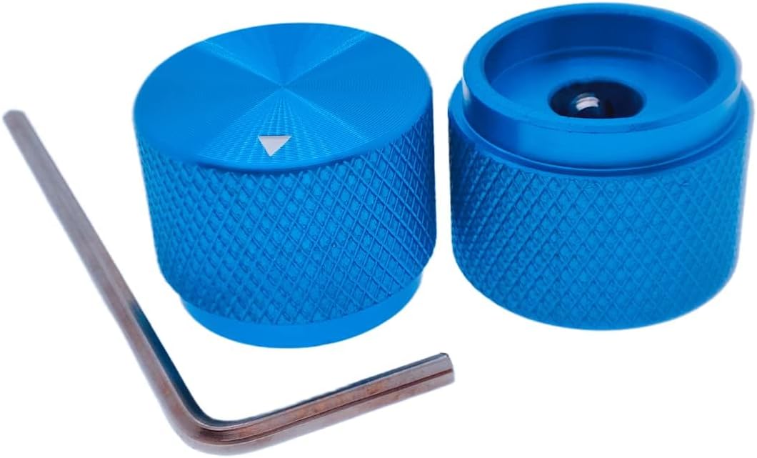 2 Pack Aluminum Rotary Electronic Control Potentiometer Knob,for 0.23'' Diameter Shaft, 0.79'' Dia, 0.61'' H, Guitar Knob, Audio knob, Volume Control Knob (Blue)