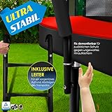 KESSER® Trampolin Ø 244 cm | TÜV Rheinland GS Zertifiziert | Gartentrampolin für Kinder bis 150 kg | Komplettset mit Sicherheitsnetz, Leiter, Randabdeckung, Seitentasche und Zubehör - 5