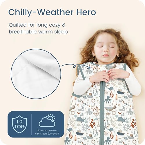 Image of 1.0 TOG Sleep Sack 6-12-15 Months, Baby Sleep Sack with Sleeveless, Cozy Premium Baby Wearable Blanket with 2-way Safe Zipper All Season Sleeping Bags, 1-pack