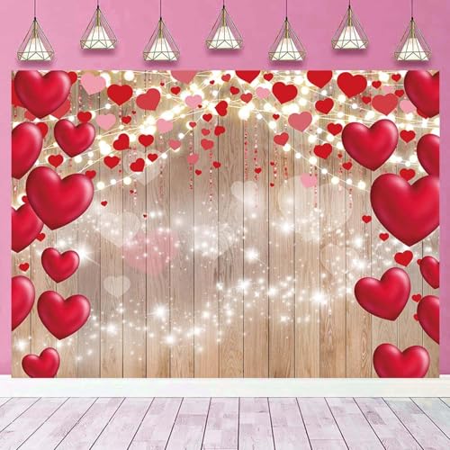 Toile de fond Saint-Valentin texture bois et cœur rouge haute définition pour shooting