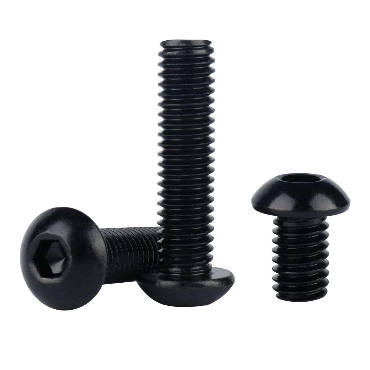 SZJIUZYD 3/8-16 x 1 Button Head Screws Socket Cap Bolts 304 Stainless Steel 18-8, Allen Hex Drive, UNC Fully Machine Thread, 10Pcs Black