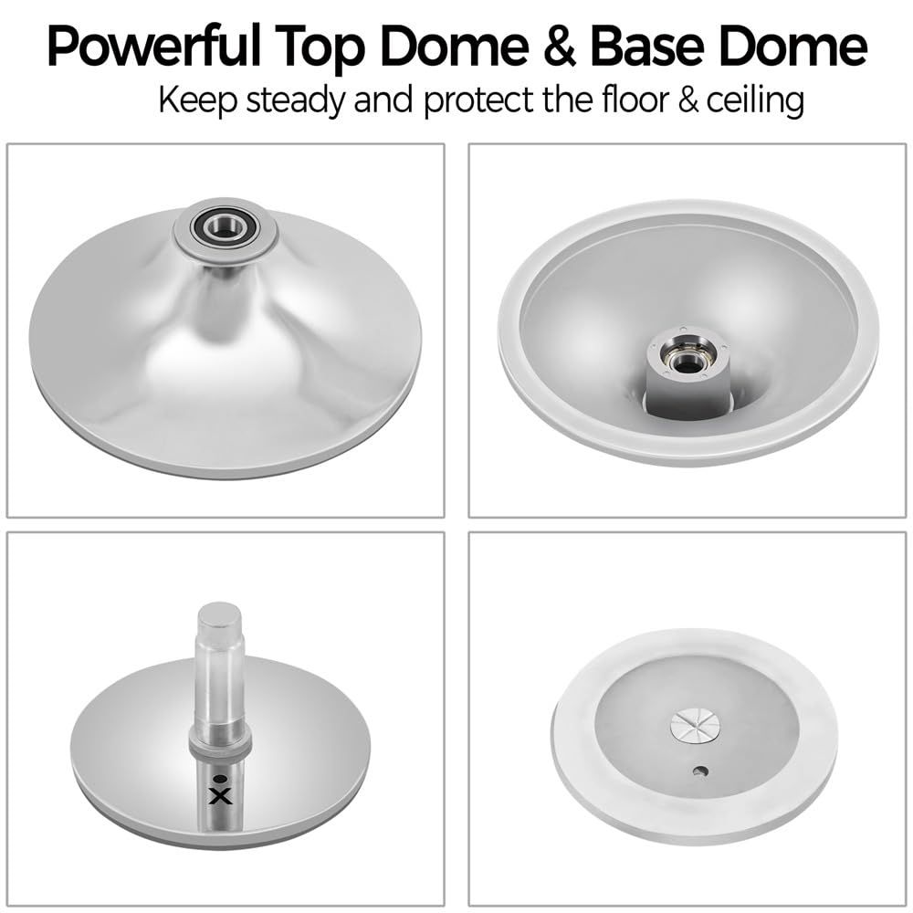 Yaheetech Barre de Pole Dance Réglable 216,5-275cm Charge 227kg Argent | Sans Fixation Plafond, Statique/Rotative, Acier Anti-Rouille Ø 45 mm, Adapté Débutants et Pros, pour Fitness, Spectacle et En