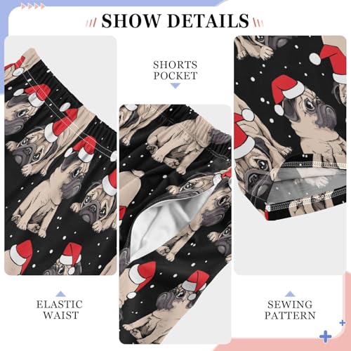 ZZXXB Merry Xmas Bulldog Snow Boys Long Pants Soft Trousers Elastic Waist Kids Lounge Bottoms with Pockets S-XL4