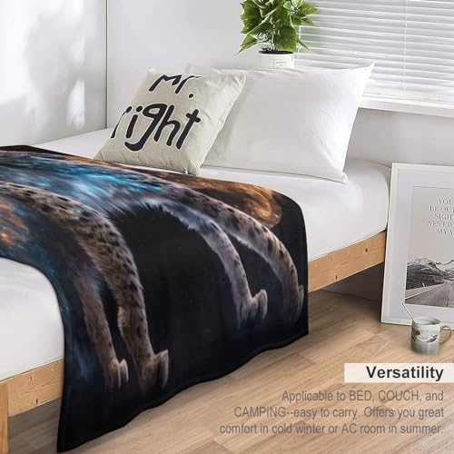 Couverture Lynx en flannel douce et chaude 130x150cm pour le lit