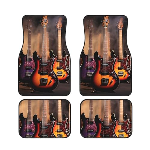 Alfombrillas universales para coche con diseño de guitarra eléctrica de 4 piezas 6