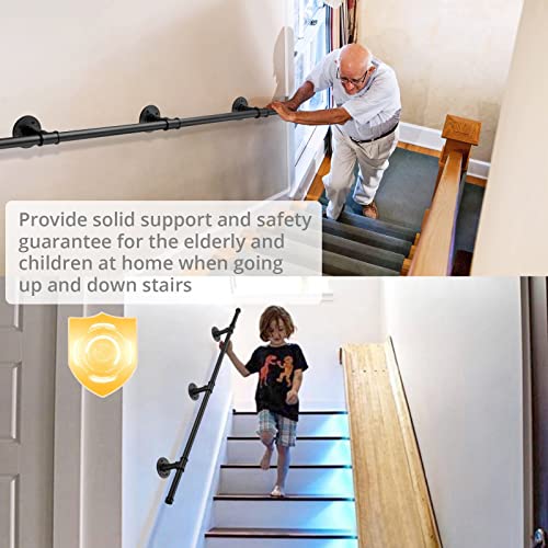 Tanice Stair Handrail, Hand Rails Stairs, 1.25M Handrails for Stairs Anti-Slip Banister Rails, Industrial Pipe Clothes Rail - Image 4
