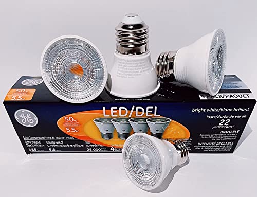 GE Lighting 4-Count Dimmable LED Light Bulb: Warm White, 50W Halogen Replacement, Perfect for Home Use - Recessed Light Fixture, Picture Light, Kitchen, Under Cabinet, Wall & Display Lights GE Lighting 4-Count Dimmable LED Light Bulb: Warm White, 50W Halogen Replacement, Perfect for Home Use - Recessed Light Fixture, Picture Light, Kitchen, Under Cabinet, Wall & Display Lights